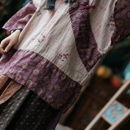 Wild Peony Cotton Batwing Blouse