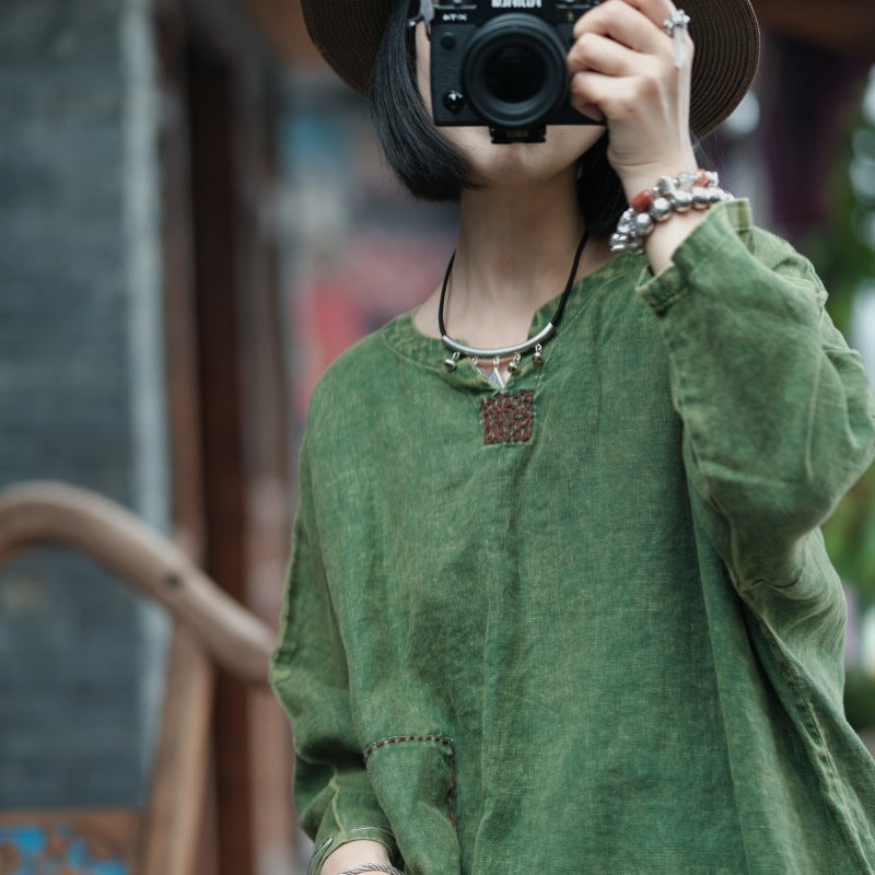 Moss Haven Snow-Washed Linen Dress