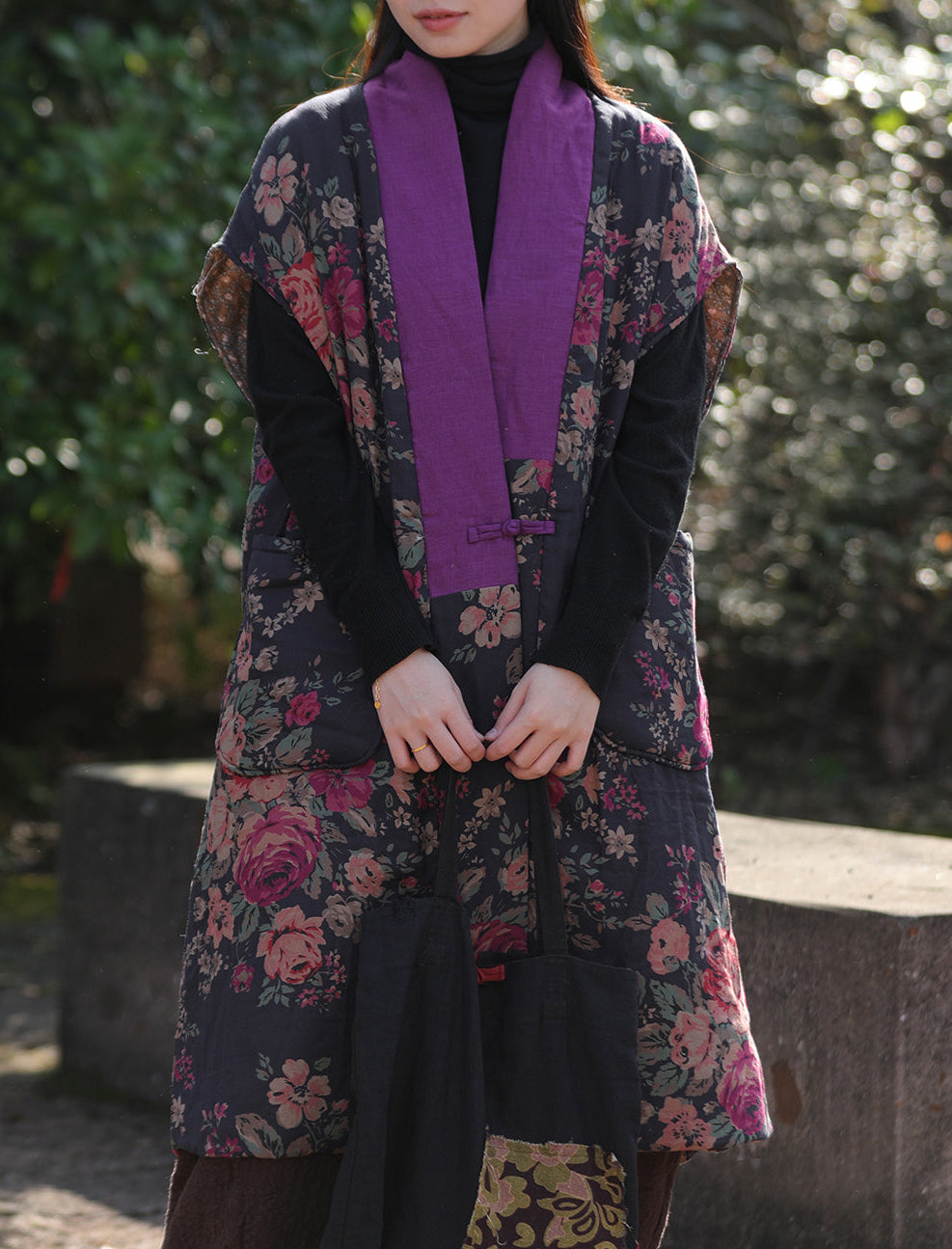 Retro Ethnic Padded Cotton Vest – Sleeveless, Silk Lined