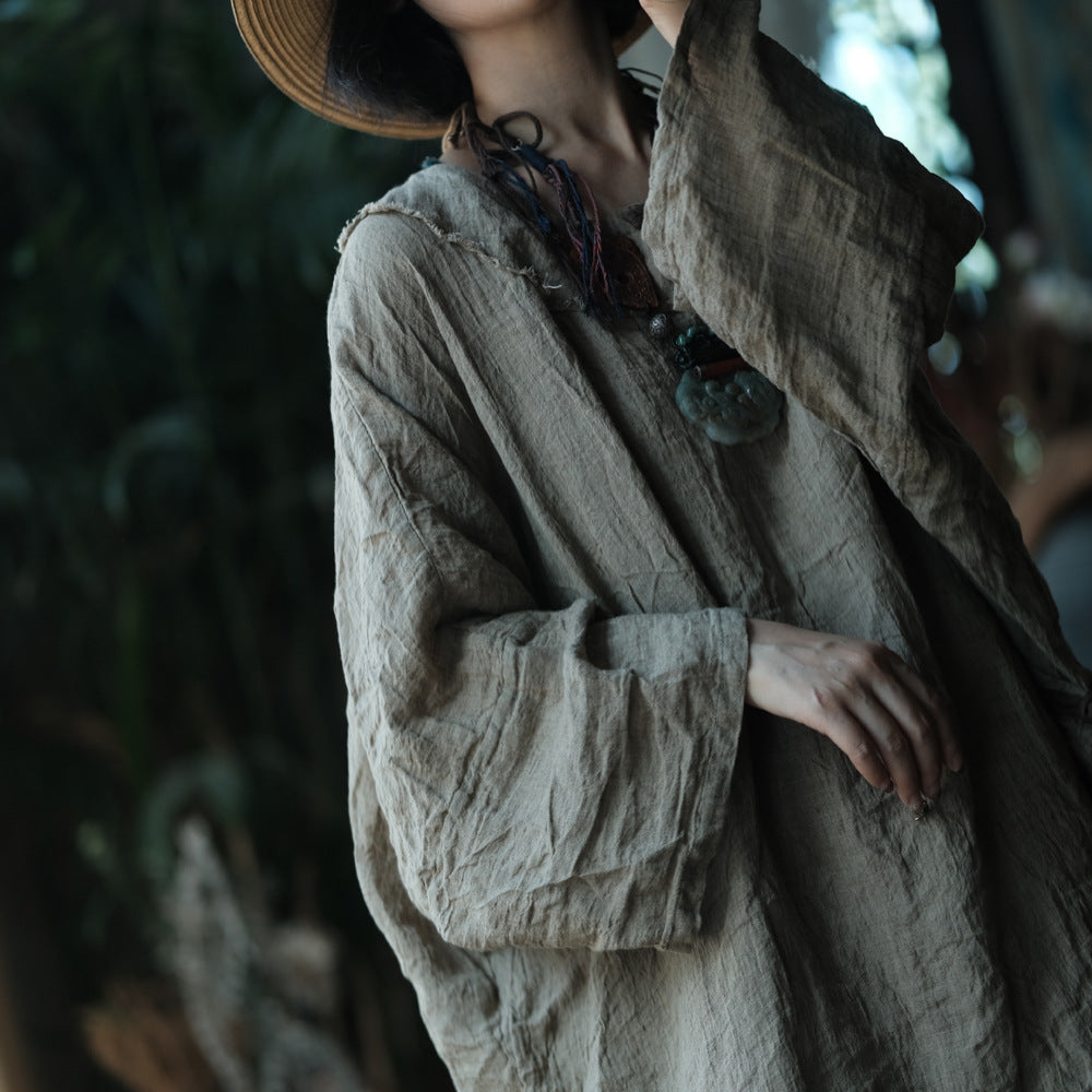 Earthfall Patchwork Linen Dress