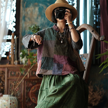 Vintage Patchwork Wrap Vest