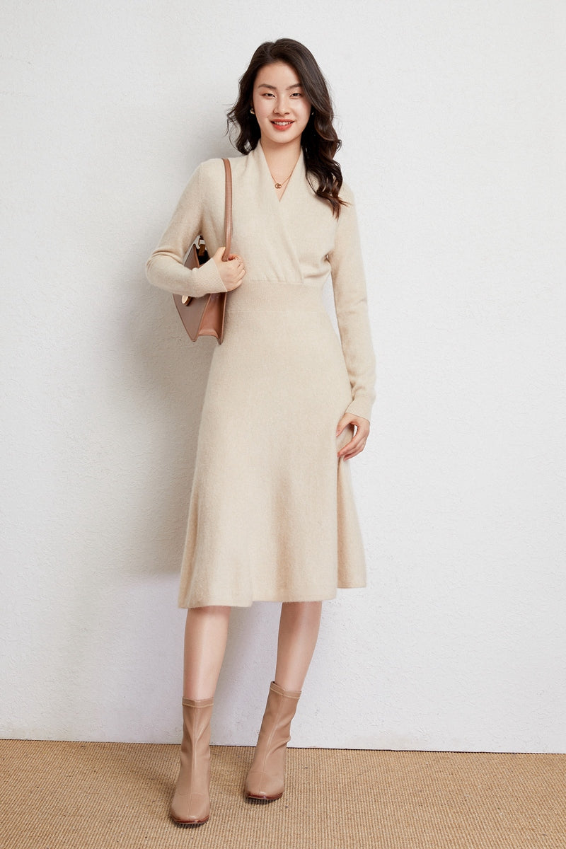 Cashmere Elegance Ruffle Dress