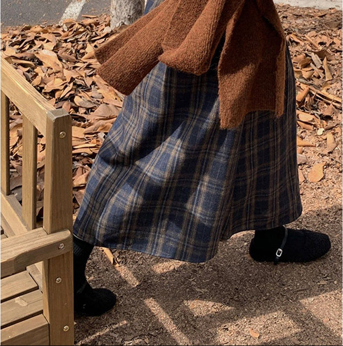 Vintage Check Midi Skirt