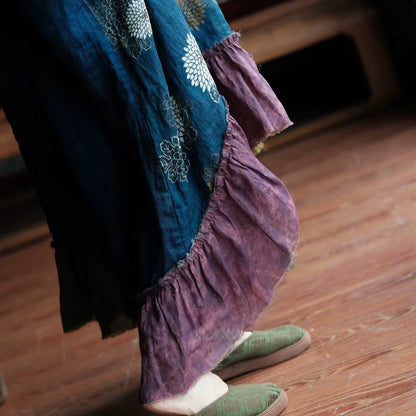 Indigo Garden Patchwork Ramie Dress