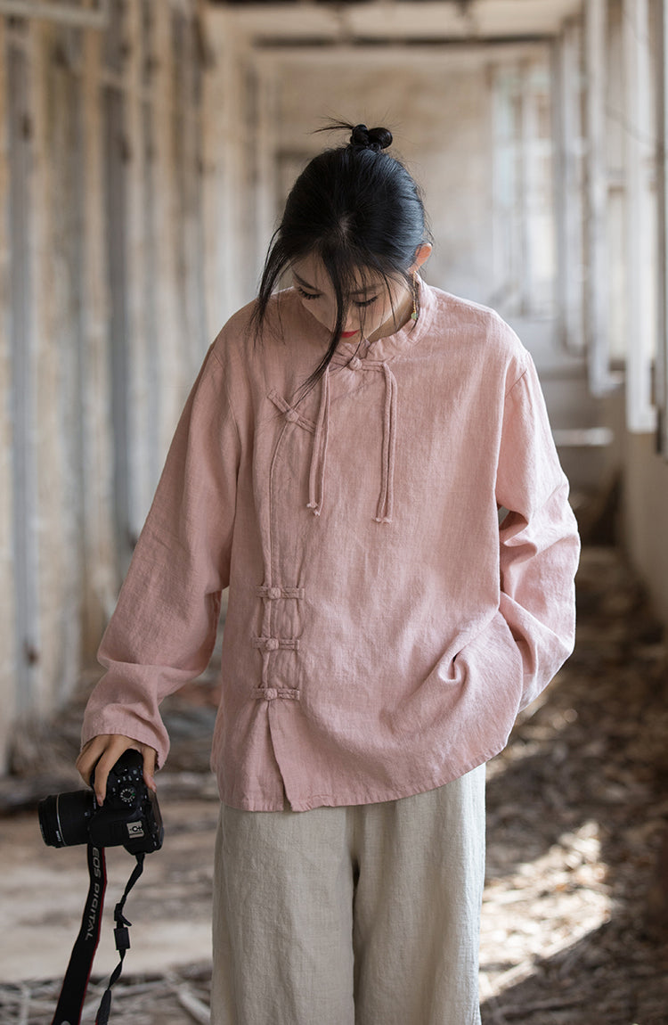 Lotus Cross Linen Blouse
