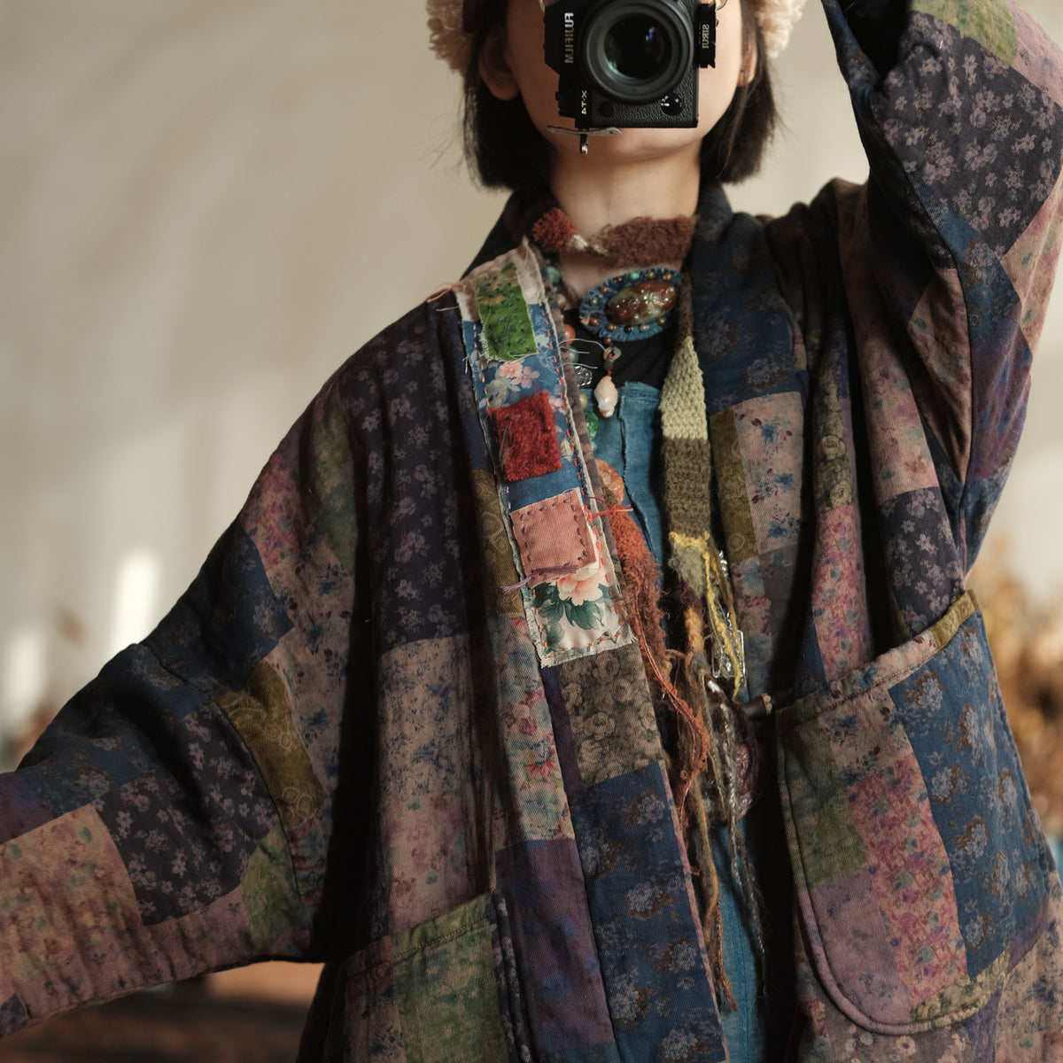 Meadow Patchwork Linen Long Coat