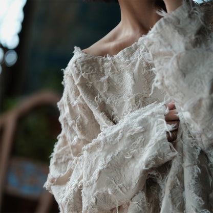 Ecru Patchwork Linen Blouse