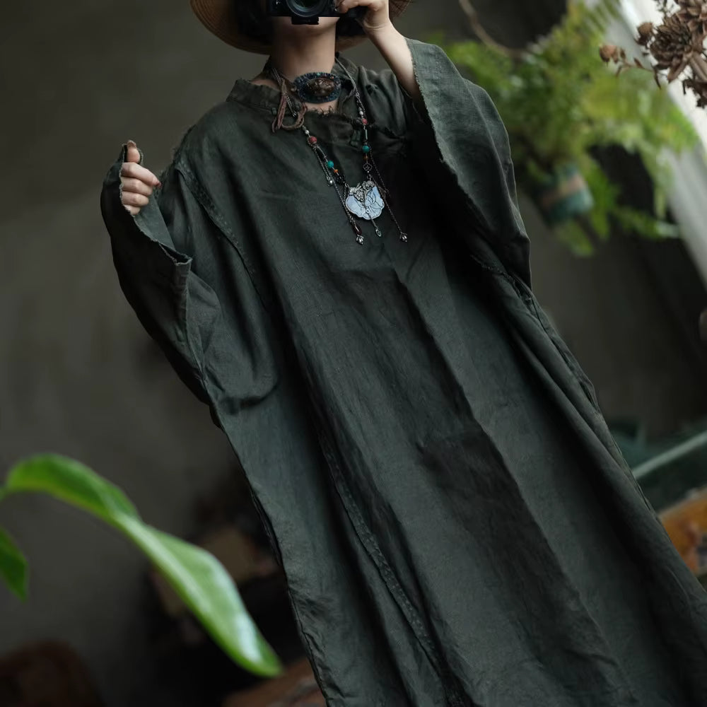 Shadow Moss Oversized Linen Dress