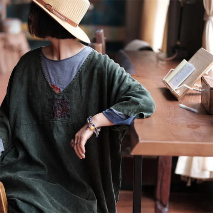 Vintage Aura Linen Tunic Dress