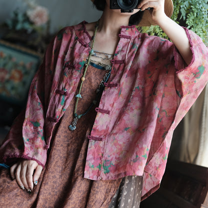 Vesper Blush Floral Linen Jacket