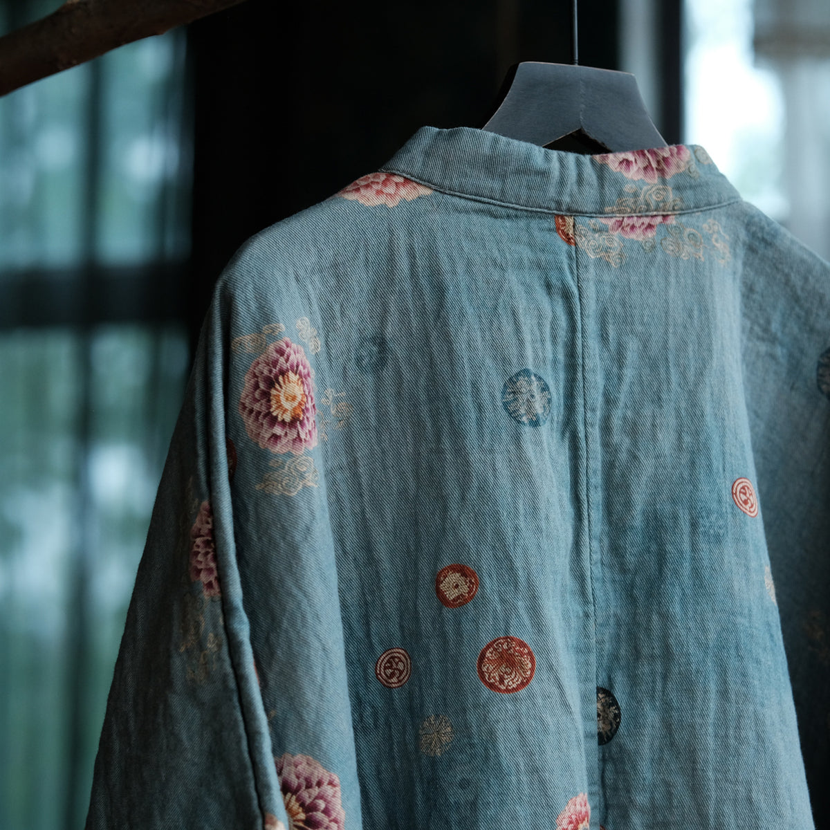 Blue Peony Cotton Blouse