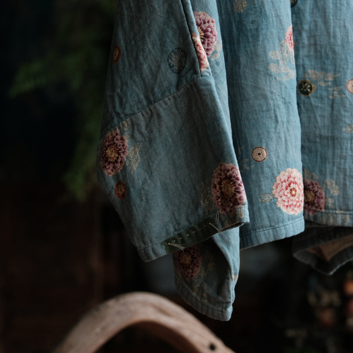 Blue Peony Cotton Blouse