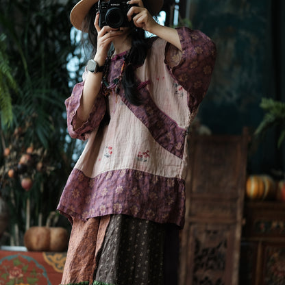 Wild Peony Cotton Batwing Blouse