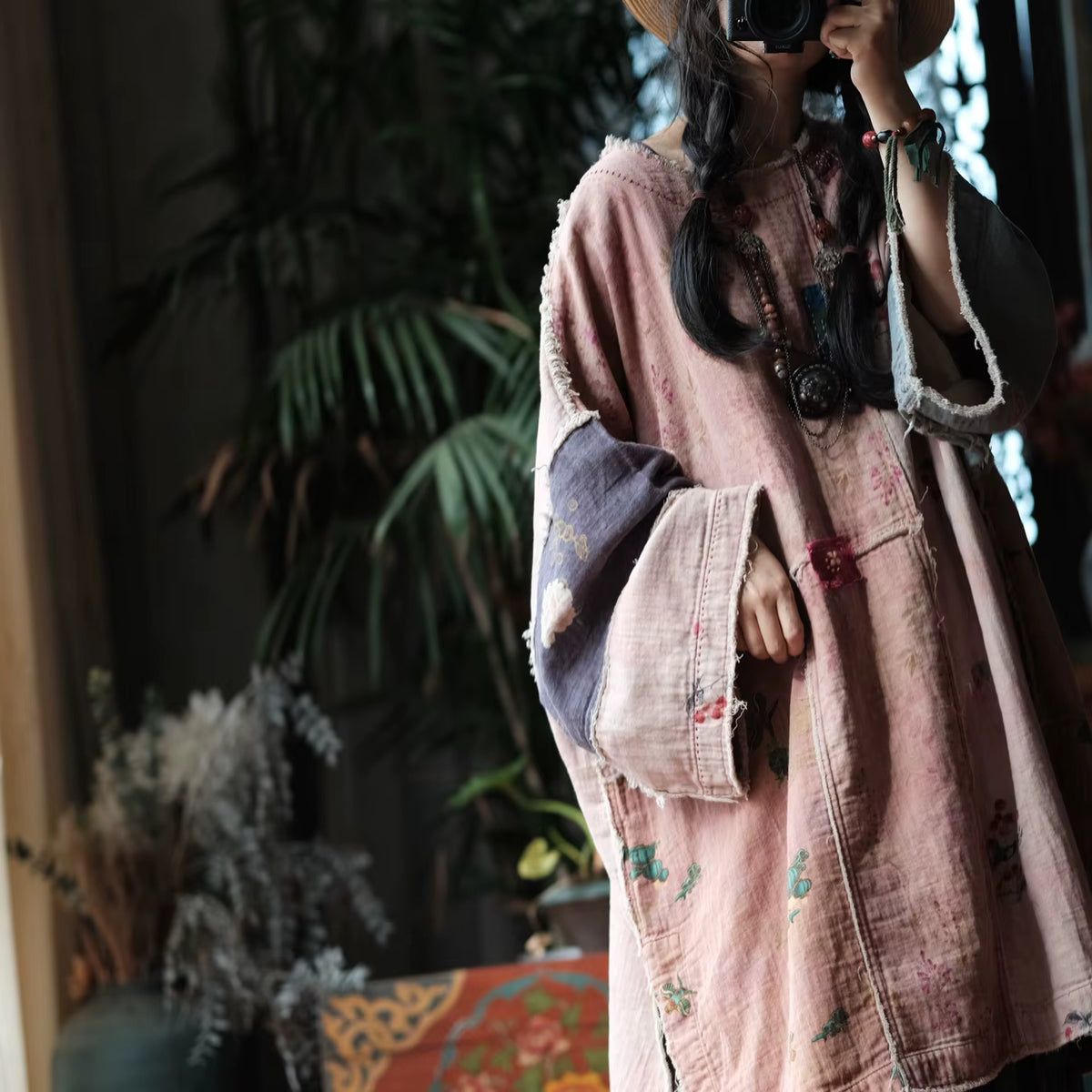 Sakura Vintage Patchwork Cotton Tunic Dress