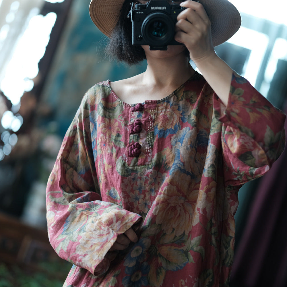 Women's Vintage Ramie Blouse | Oversized Lightweight Natural Shirt