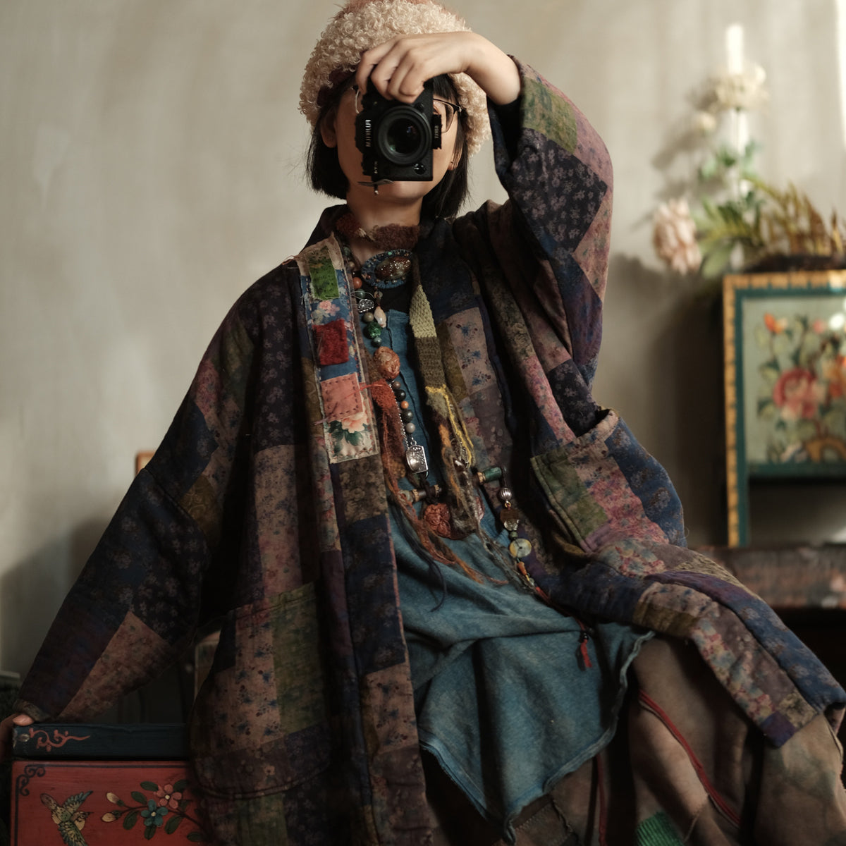 Meadow Patchwork Linen Long Coat
