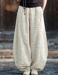 Pantalones Harem de Lino y Ramio – Estilo Bohemio, Corte Holgado de Verano