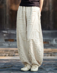Pantalones Harem de Lino y Ramio – Estilo Bohemio, Corte Holgado de Verano