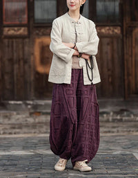 Pantalones Harem de Lino y Ramio – Estilo Bohemio, Corte Holgado de Verano