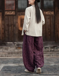 Pantalones Harem de Lino y Ramio – Estilo Bohemio, Corte Holgado de Verano