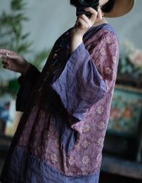 Purple Mosaic Ramie Blouse