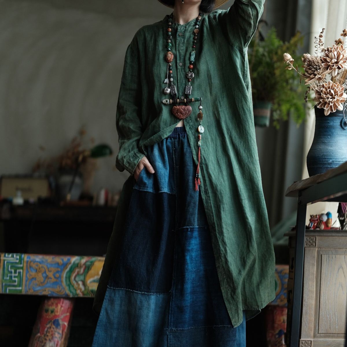 Forest Reverie Ramie Shirt Dress