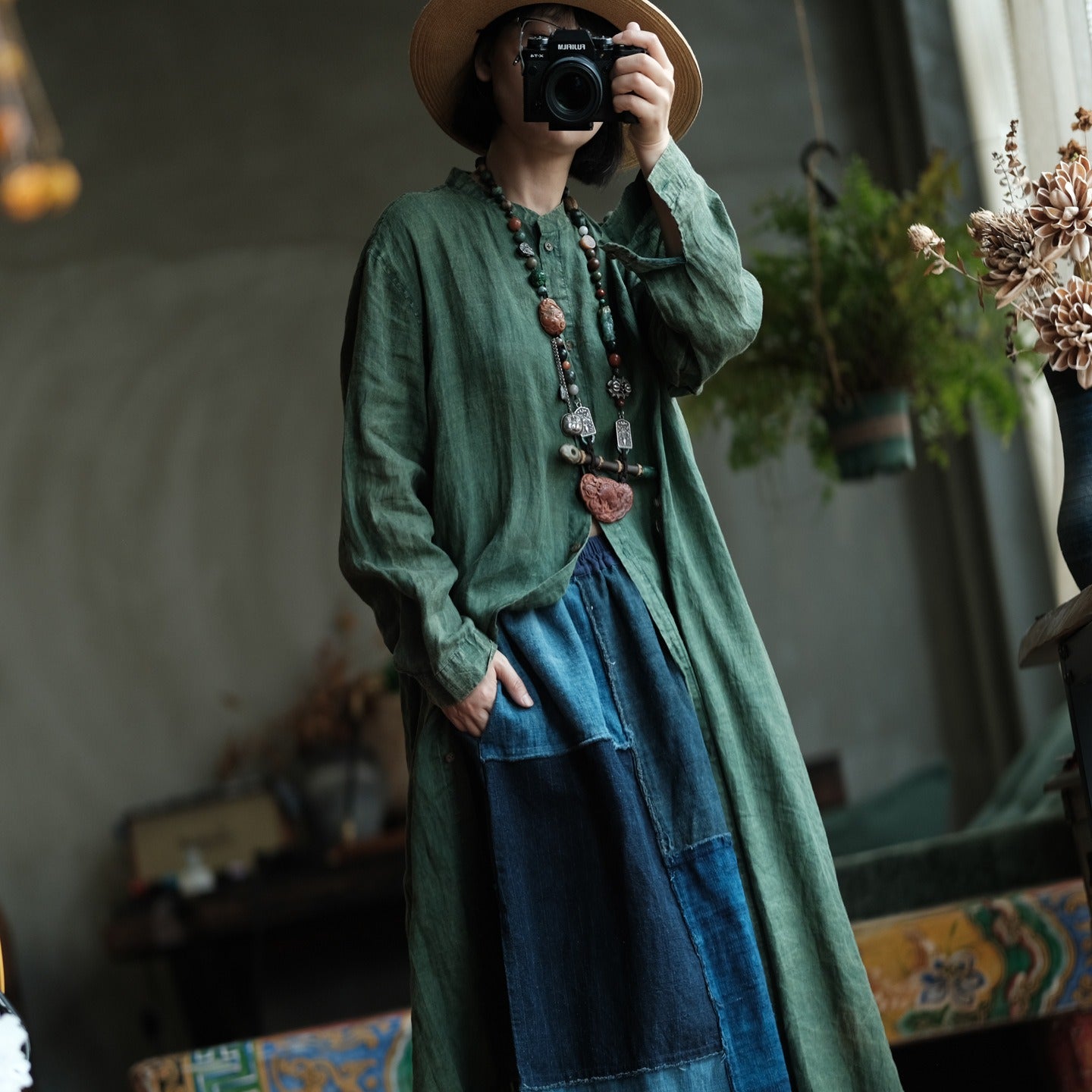 Forest Reverie Ramie Shirt Dress