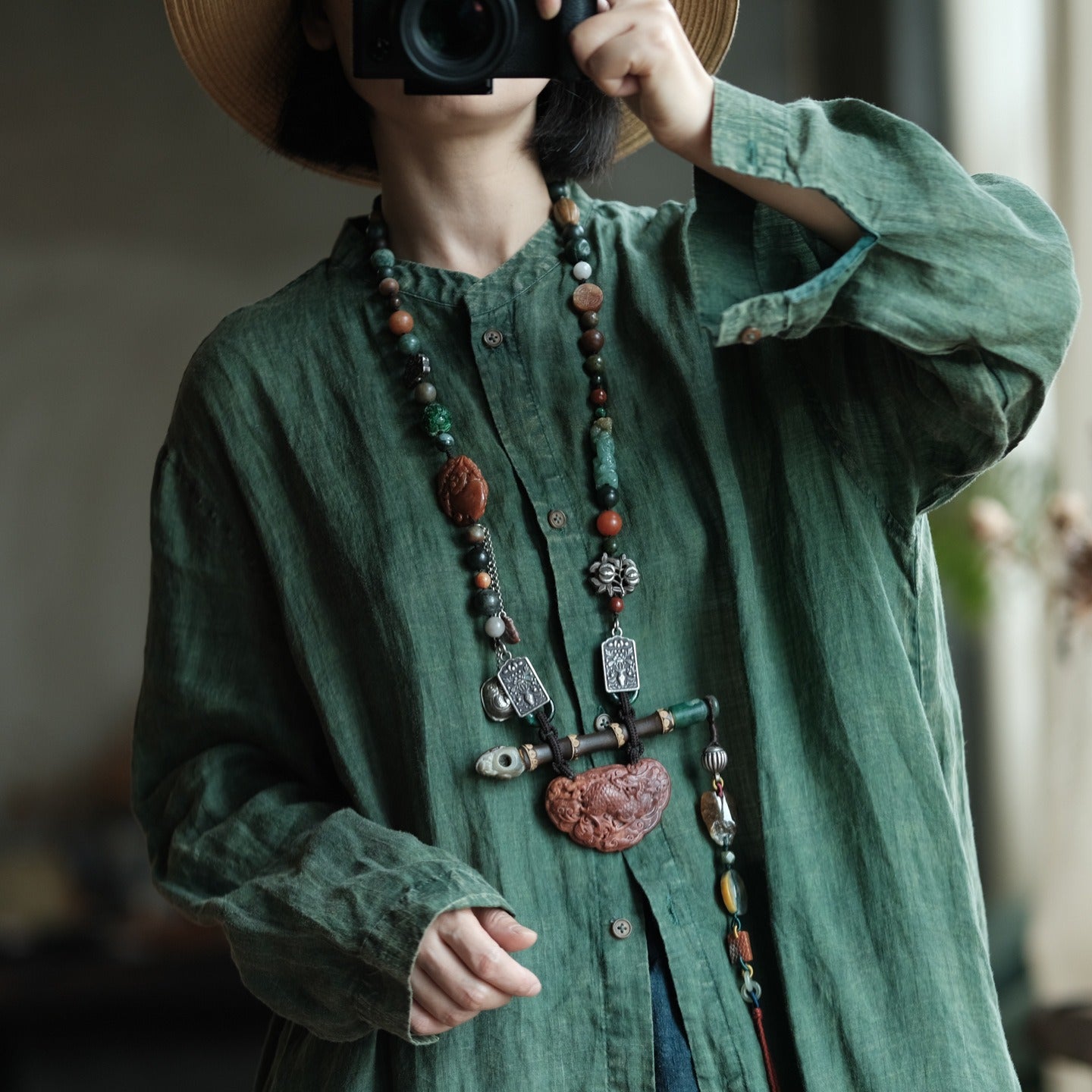Forest Reverie Ramie Shirt Dress