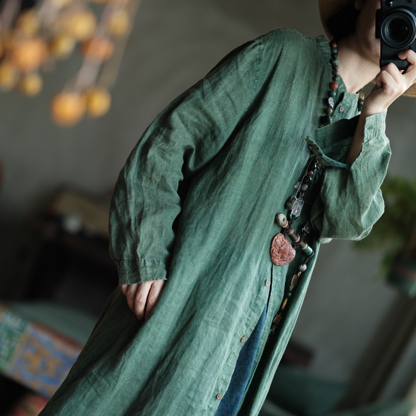 Forest Reverie Ramie Shirt Dress