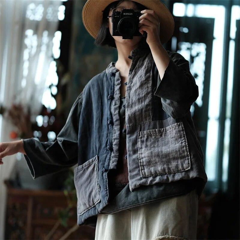 Boho Cotton Linen Striped Vest
