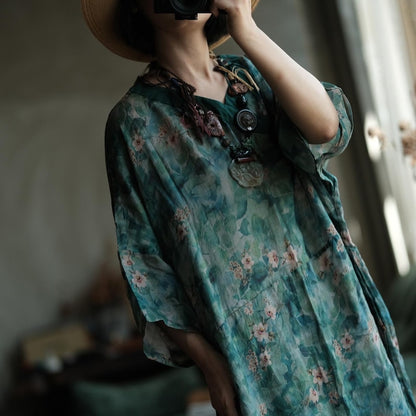 Elowen Vintage Floral Ramie Maxi Dress – view 10