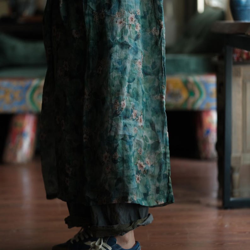 Elowen Vintage Floral Ramie Maxi Dress – view 13