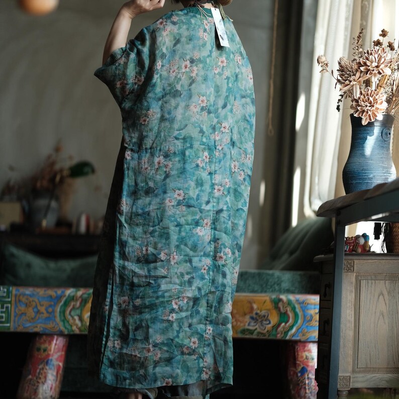 Elowen Vintage Floral Ramie Maxi Dress – view 14