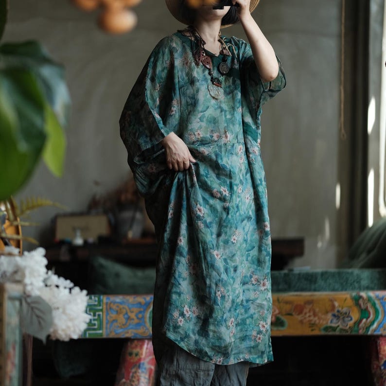 Elowen Vintage Floral Ramie Maxi Dress – view 2