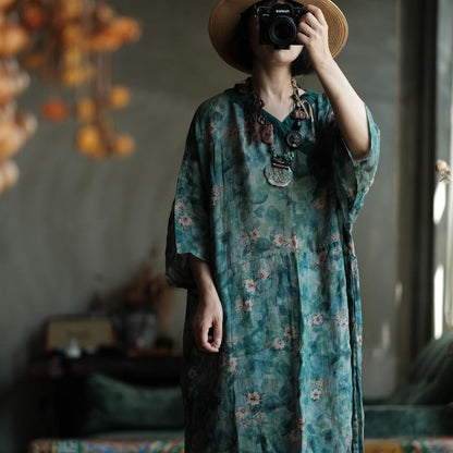 Elowen Vintage Floral Ramie Maxi Dress – view 4