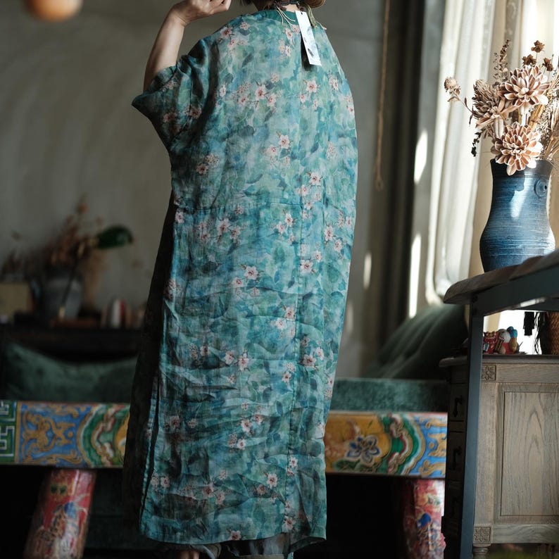 Elowen Vintage Floral Ramie Maxi Dress – view 5