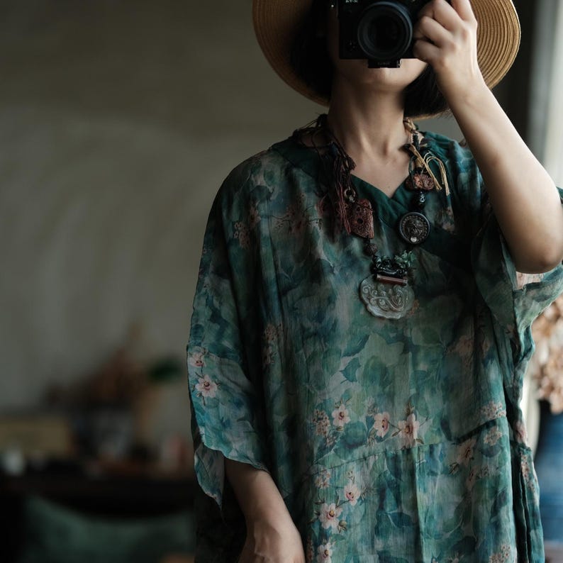 Elowen Vintage Floral Ramie Maxi Dress – view 9