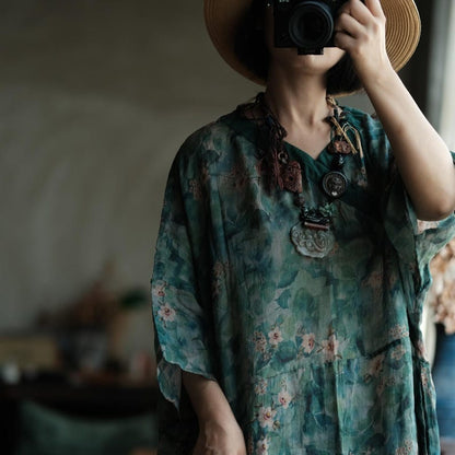 Elowen Vintage Floral Ramie Maxi Dress – view 9