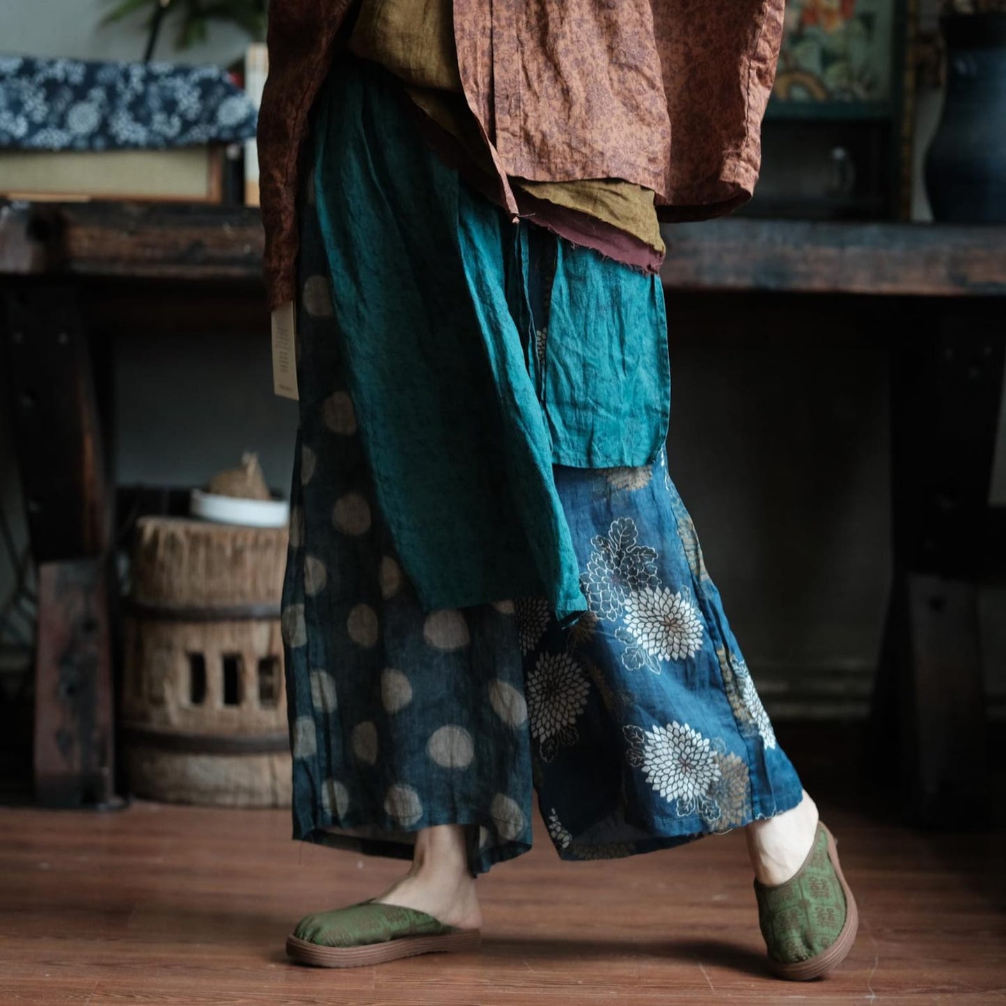 Vintage Sora Patchwork Ramie Pants