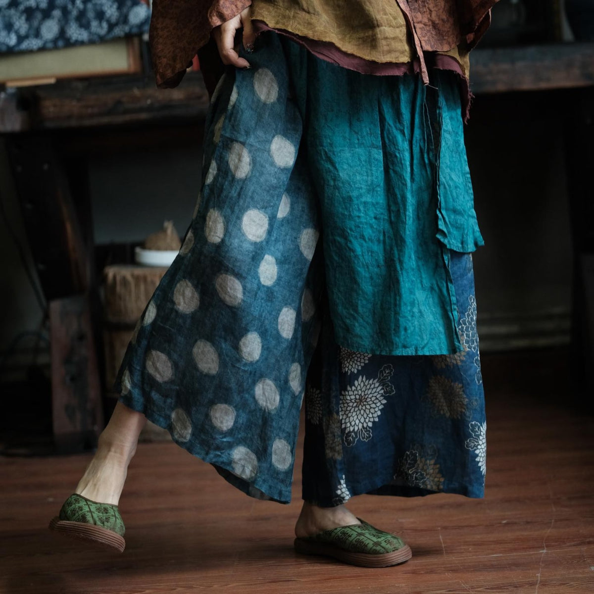 Vintage Sora Patchwork Ramie Pants