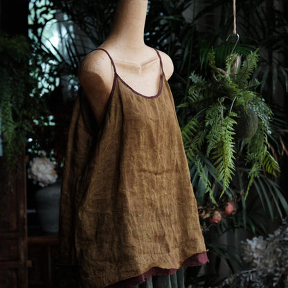 Vintage Bloom Strappy Linen Blouse