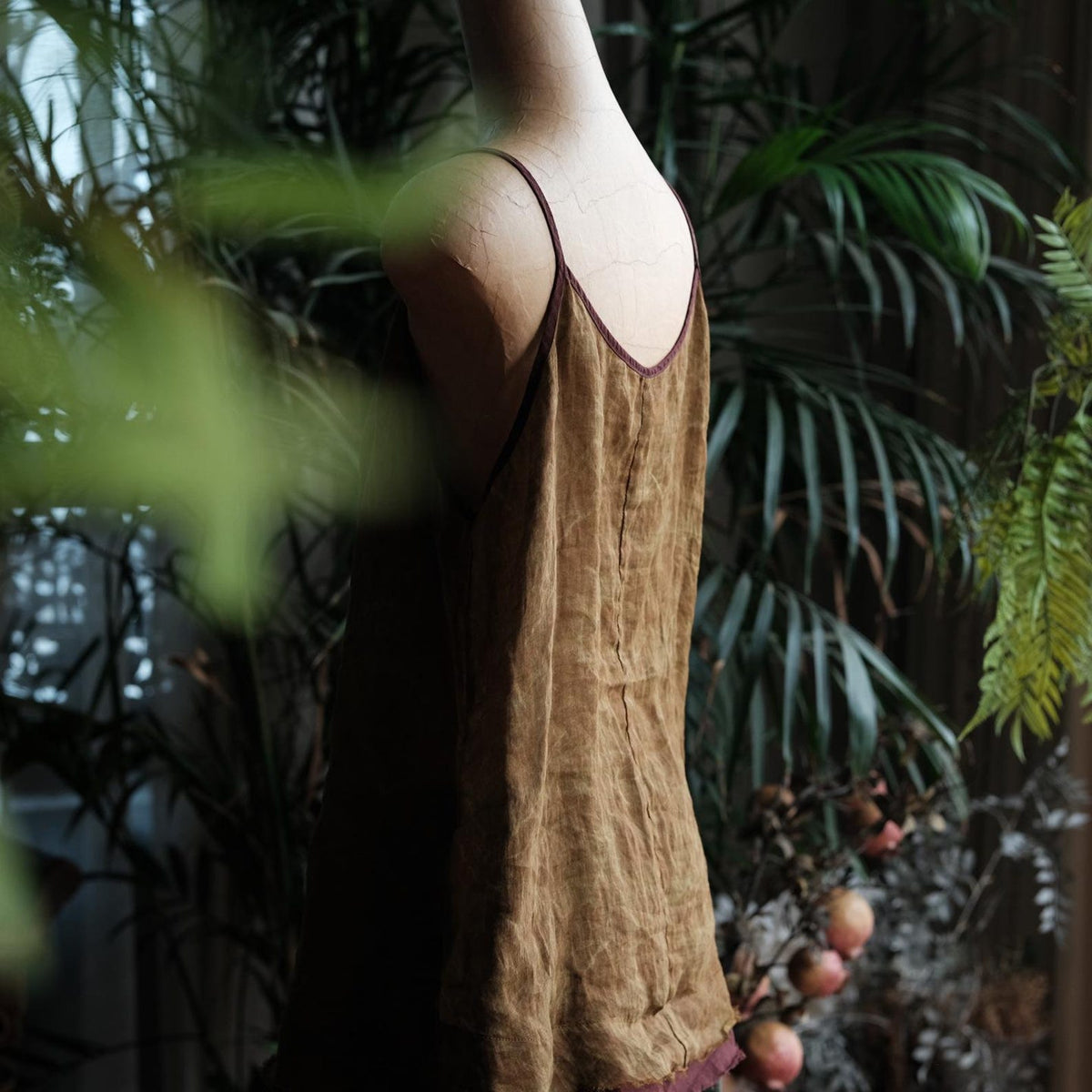 Vintage Bloom Strappy Linen Blouse