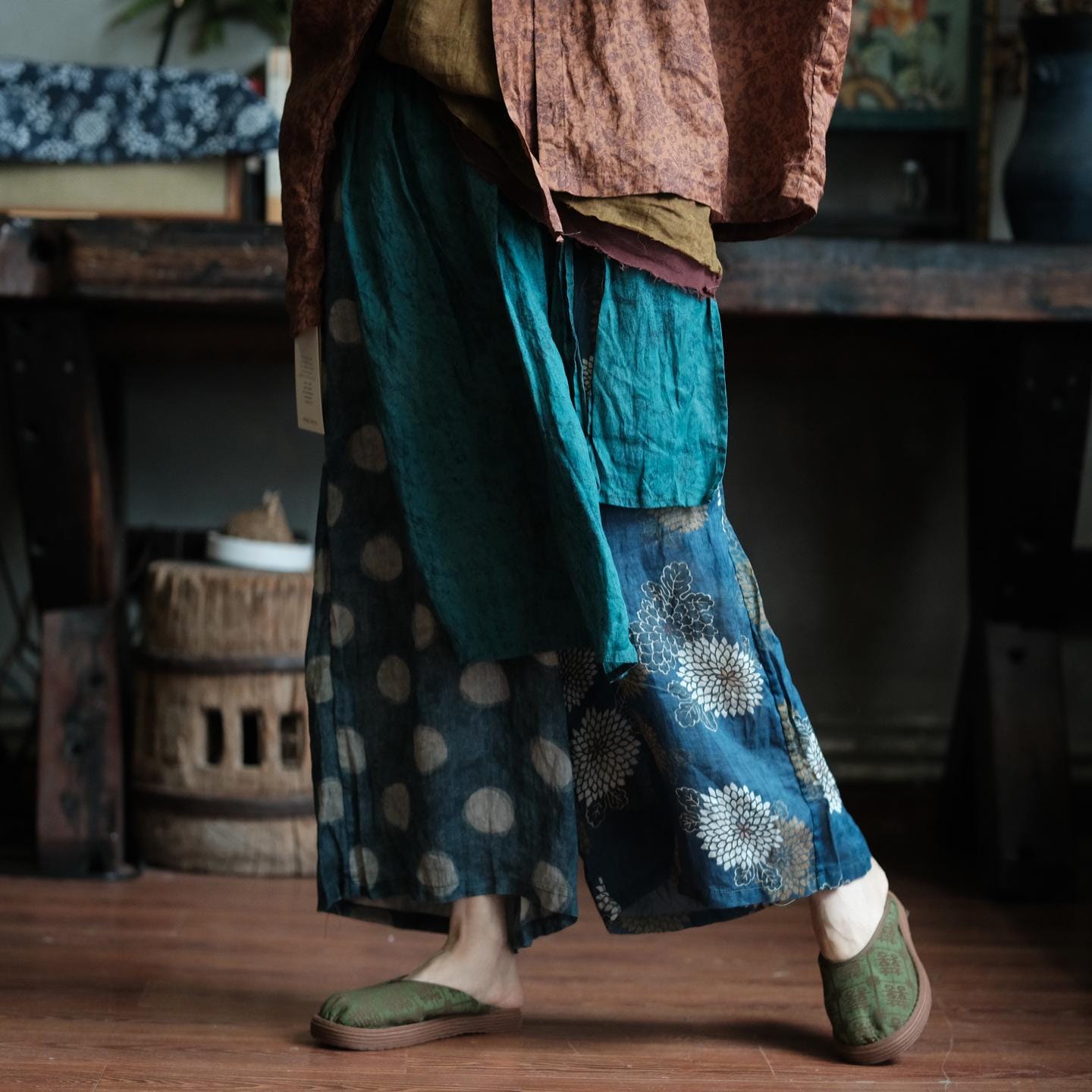 Vintage Sora Patchwork Ramie Pants