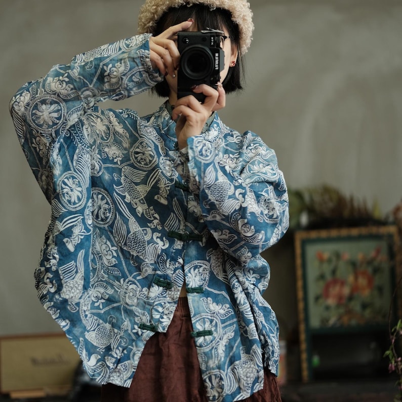 Indigo Porcelain Ramie Blouse – view 6