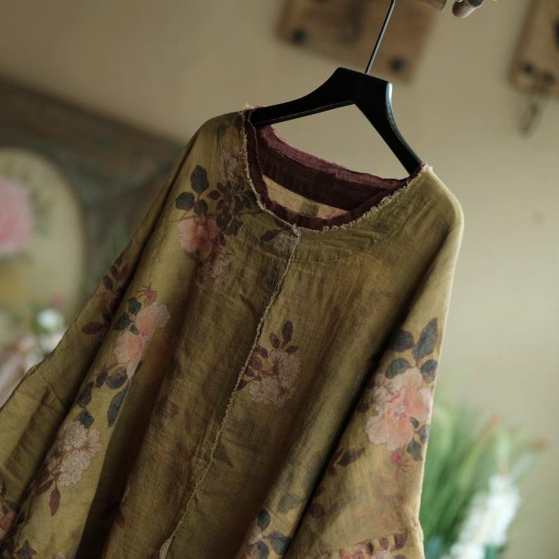 Olive Reverie Raw-Edge Cotton Blouse – view 10