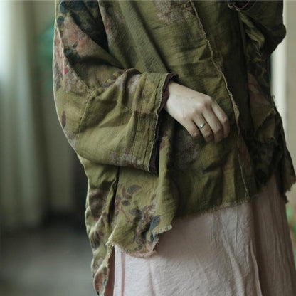 Olive Reverie Raw-Edge Cotton Blouse – view 12