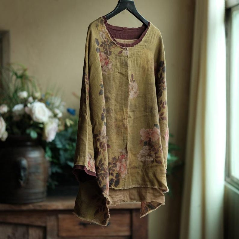 Olive Reverie Raw-Edge Cotton Blouse – view 14