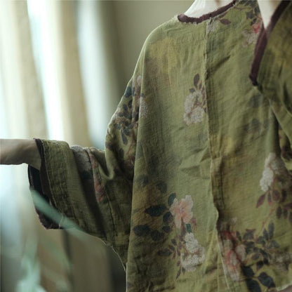 Olive Reverie Raw-Edge Cotton Blouse – view 7