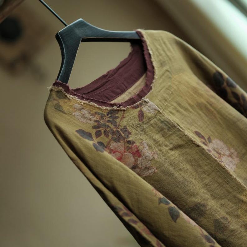 Olive Reverie Raw-Edge Cotton Blouse – view 9